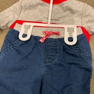 NWT! Carter’s Short sleeve top and elastic waist jeans, size 18M
